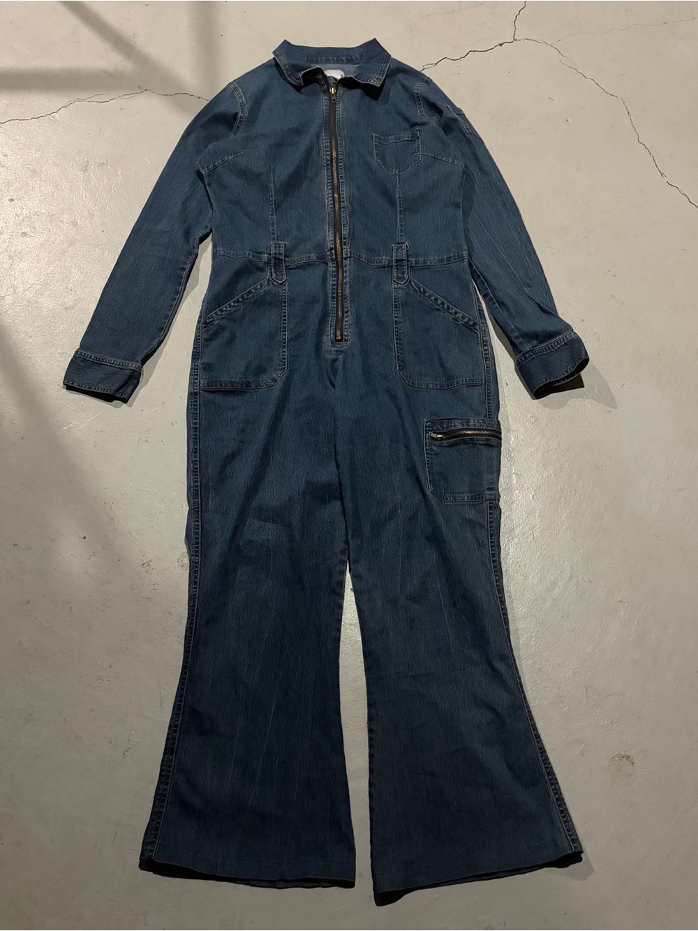 Side street denim jumpsuit
